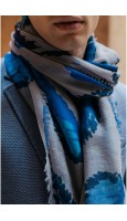 FULAR ESTAMPADO AZUL 100% LANA