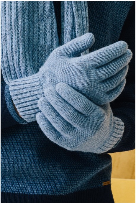 GUANTES DE PUNTO AZUL CELESTE