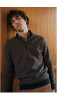 JERSEY PUNTO MARRÓN CUELLO SEMICISNE CREMALLERA HOMBRE