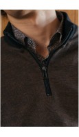 JERSEY PUNTO MARRÓN CUELLO SEMICISNE CREMALLERA HOMBRE