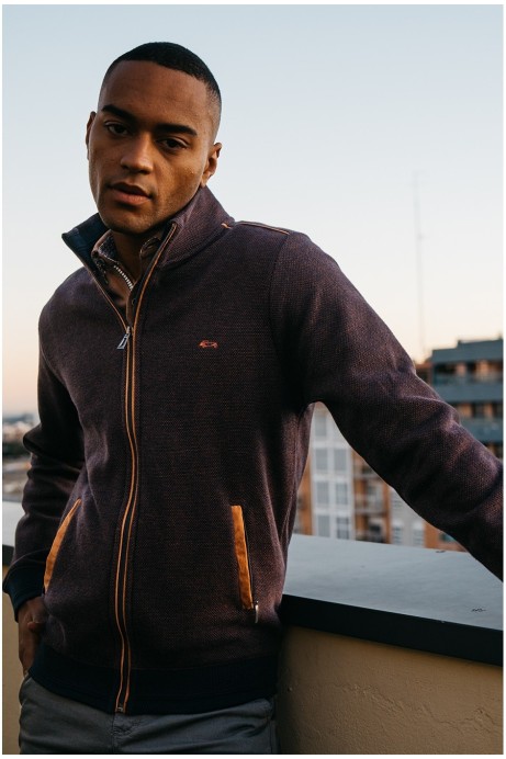 CHAQUETA PUNTO MARRÓN HOMBRE