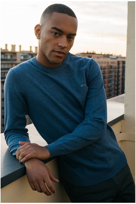 JERSEY PUNTO LISO CUELLO REDONDO AZUL