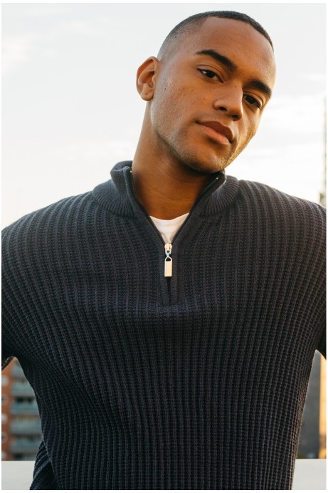 JERSEY PUNTO CANALÉ CON CREMALLERA MARINO 2