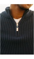 JERSEY PUNTO CANALÉ CON CREMALLERA MARINO