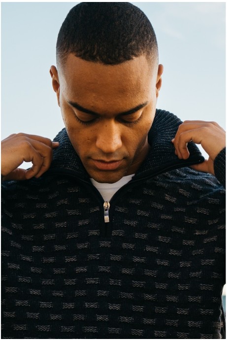 JERSEY PUNTO HOMBRE MARINO CUELLO SEMICISNE CREMALLERA 2