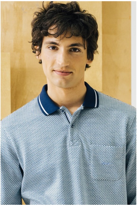 POLO JACQUARD ESTAMPADO GEOMÉTRICO AZUL 2
