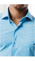 CAMISA BIELÁSTICA REGULAR FIT FALSO LISO AZUL CELESTE