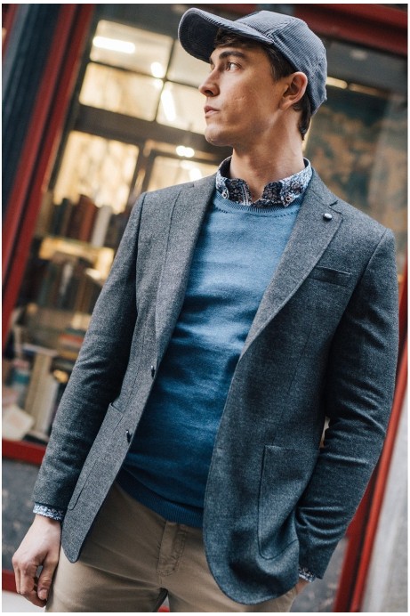 AMERICANA HOMBRE PUNTO EN AZUL