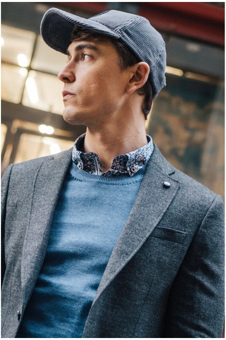 AMERICANA HOMBRE PUNTO EN AZUL 2