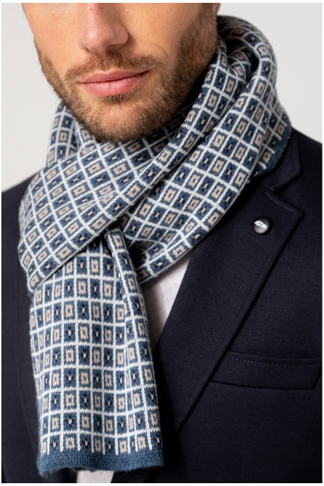 BUFANDA HOMBRE CUADRADITOS AZULES