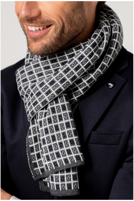BUFANDA CUADRADOS GRISES Y NEGROS HOMBRE