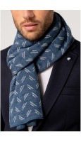 BUFANDA AZUL CON ESTAMPADO BLANCO