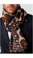 BUFANDA ESTAMPADO GEOMETRICO MARRON