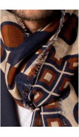 BUFANDA ESTAMPADO GEOMETRICO MARRON