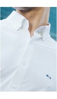 CAMISA BIELÁSTICA REGULAR FIT FALSO LISO BLANCA