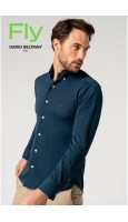 CAMISA BIELÁSTICA REGULAR FIT FALSO LISO MARINO