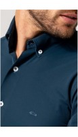 CAMISA BIELÁSTICA REGULAR FIT FALSO LISO MARINO