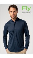 CAMISA HOMBRE ANTIARRUGAS ESTAMPADO MARINO