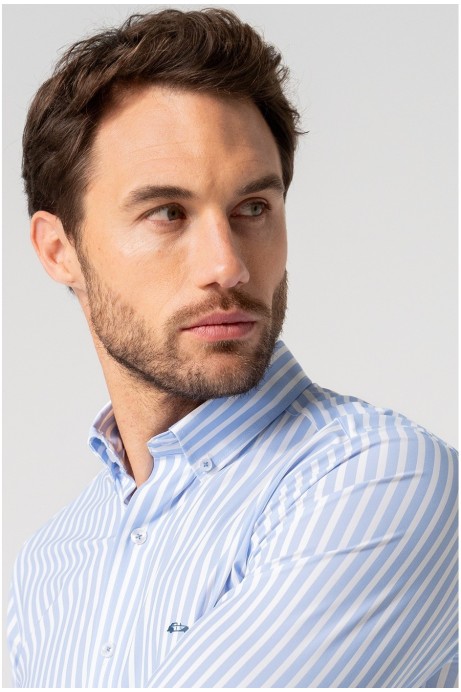 CAMISA BIELÁSTICA DE RAYAS CELESTE 2