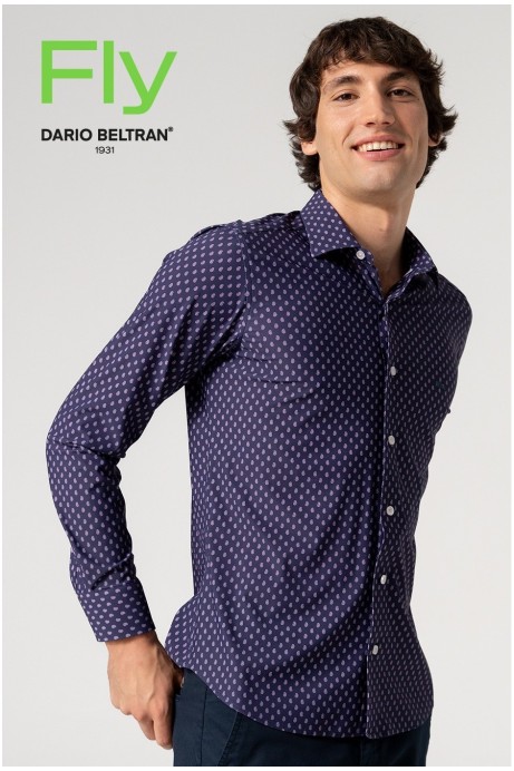 CAMISA HOMBRE ESTAMPADO CACHEMIR MARINO