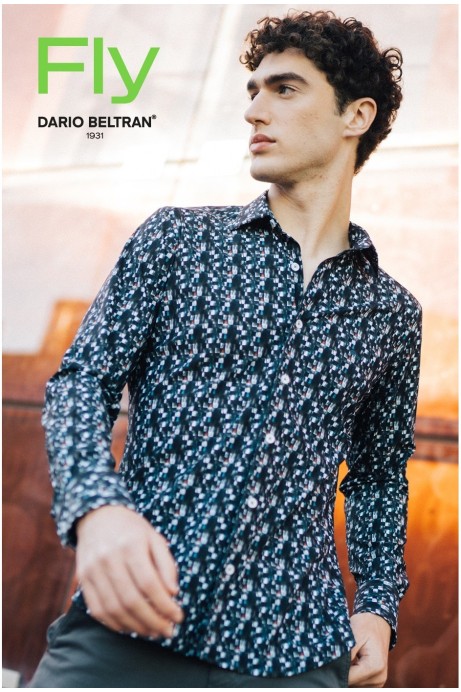 CAMISA ESTAMPADO ABSTRACTO MARINO HOMBRE