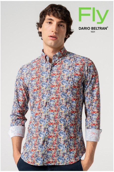CAMISA HOMBRE ESTAMPADO MULTICOLOR ABSTRACTO