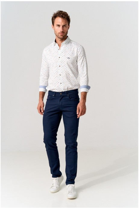 PANTALÓN 5 BOLSILLOS MARINO ESTRUCTURA ELÁSTICA REGULAR FIT