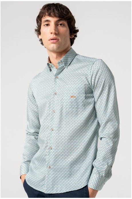 CAMISA HOMBRE CON BOLSILLO ESTAMPADO CUADRADITOS