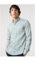 CAMISA HOMBRE CON BOLSILLO ESTAMPADO CUADRADITOS