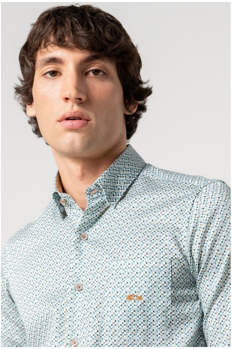 CAMISA HOMBRE CON BOLSILLO ESTAMPADO CUADRADITOS 2