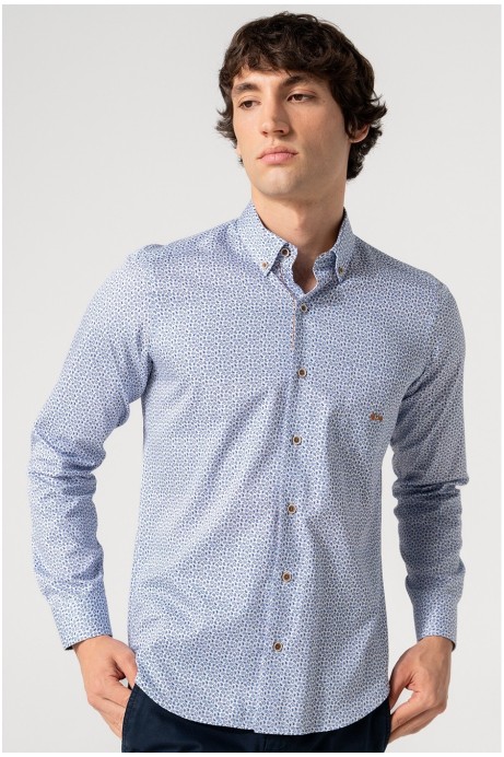CAMISA SLIM FIT HOMBRE ESTAMPADO CACHEMIR AZUL