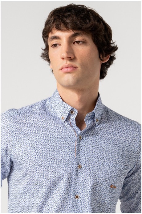 CAMISA SLIM FIT HOMBRE ESTAMPADO CACHEMIR AZUL 2