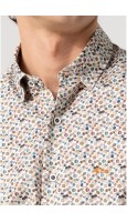 CAMISA ESTAMPADA LUNARES COLOR MARRÓN