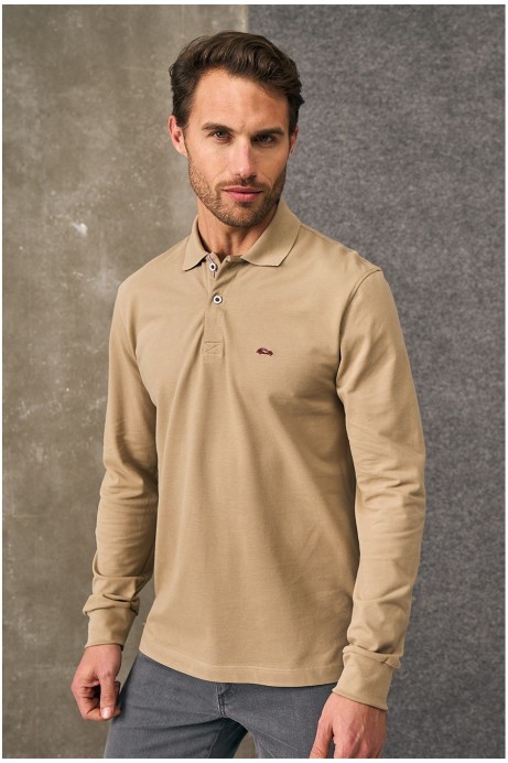 POLO PIQUÉ BEIGE MANGA LARGA