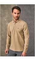 POLO PIQUÉ BEIGE MANGA LARGA