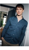 CAMISA HOMBRE ESTAMPADO EN MARINO SLIM FIT