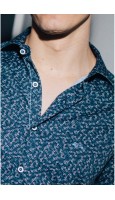 CAMISA HOMBRE ESTAMPADO EN MARINO SLIM FIT