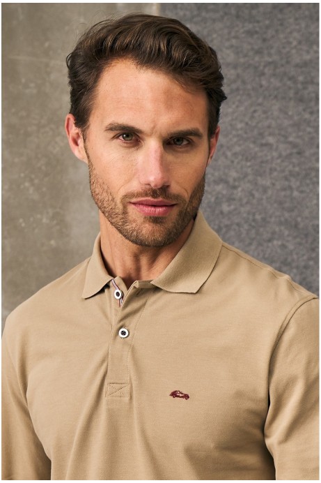 POLO PIQUÉ BEIGE MANGA LARGA 2