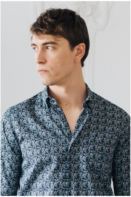 CAMISA HOMBRE CON BOLSILLO FONDO MARINO 2