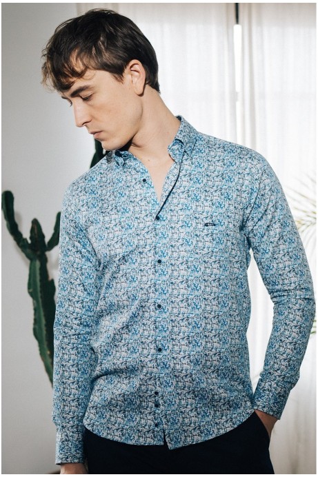 CAMISA ESTAMPADO AZUL SLIM FIT