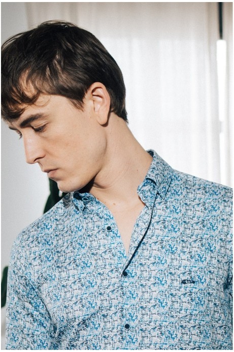 CAMISA ESTAMPADO AZUL SLIM FIT 2