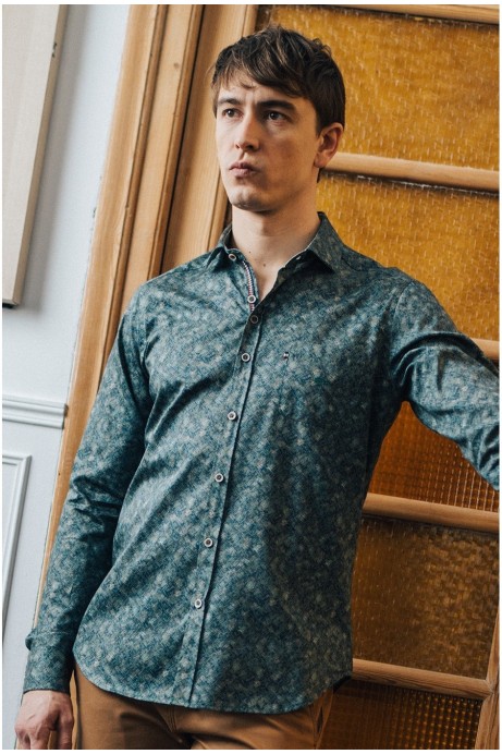 CAMISA ESTAMPADA HOMBRE SLIM FIT SIN BOLSILLO