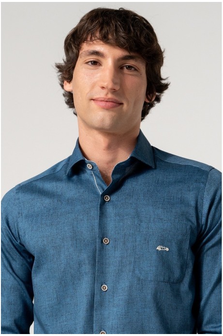 CAMISA ESTAMPADA HOMBRE EN MARINO CON BOLSILLO 2