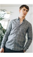 CAMISA SLIM FIT HOMBRE ESTAMPADO NEGRO