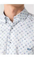 CAMISA SLIM FIT ESTAMPADO CALAVERAS AZULES