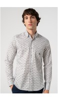 CAMISA ESTAMPADA HOMBRE DE CABALLOS GRISES CON BOLSILLO