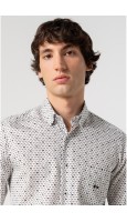 CAMISA ESTAMPADA HOMBRE DE CABALLOS GRISES CON BOLSILLO