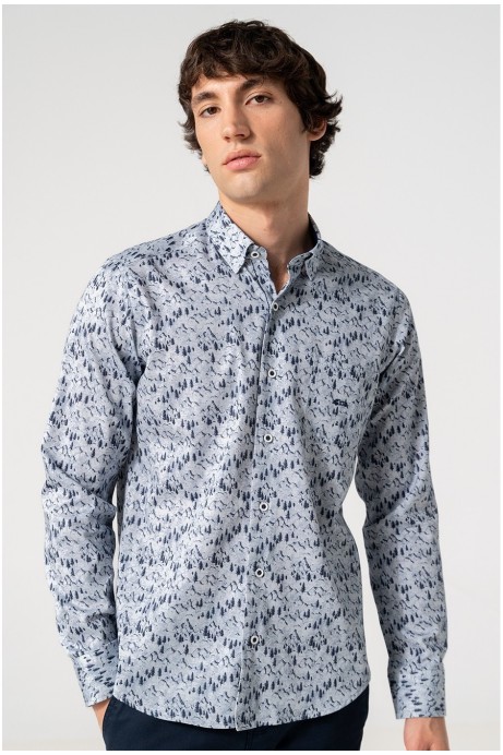 CAMISA HOMBRE SLIM FIT ESTAMPADO MONTAÑAS