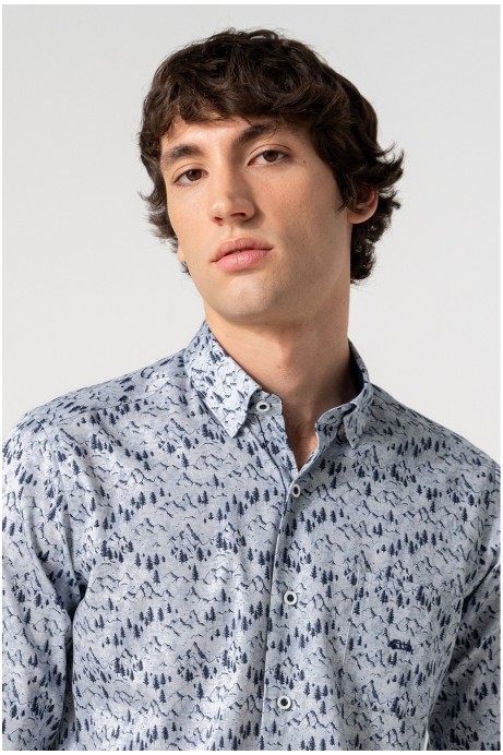 CAMISA HOMBRE SLIM FIT ESTAMPADO MONTAÑAS 2