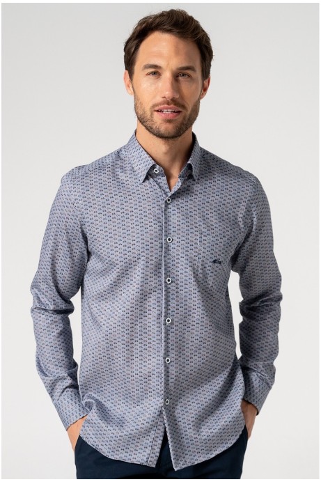 CAMISA ESTAMPADA VESPAS COLORES EN FONDO GRIS CON BOLSILLO